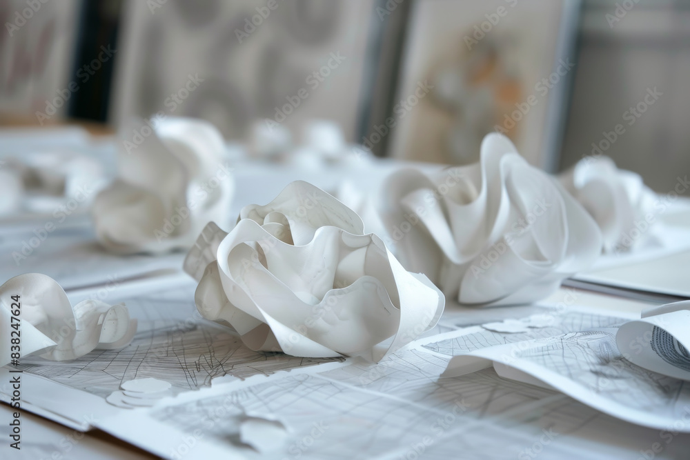 A white flower is on a piece of paper