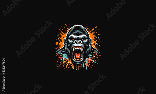 head gorilla angry vector artwork design
