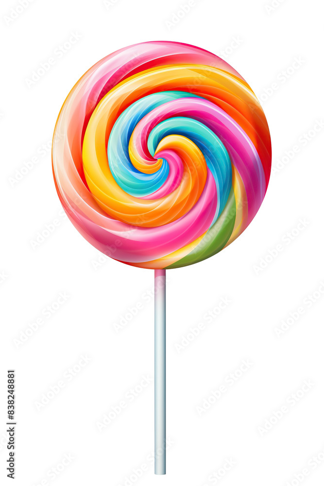 Colorful striped spiral lollipop. Cut out on transparent Colorful striped spiral lollipop. Cut out on transparent