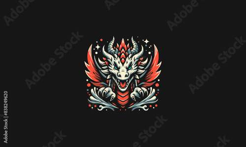 dragon angry on moon vector artwork design