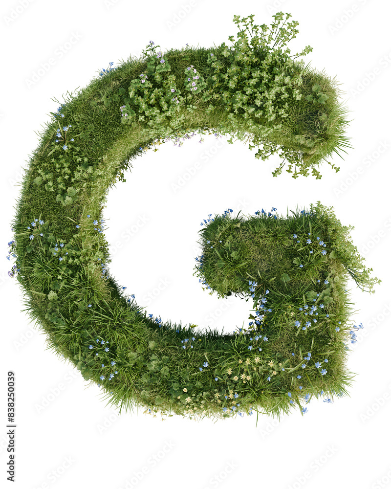 Floral Letter G on a transparent background. 3D render. Floral Letter G on a transparent background. 3D render.