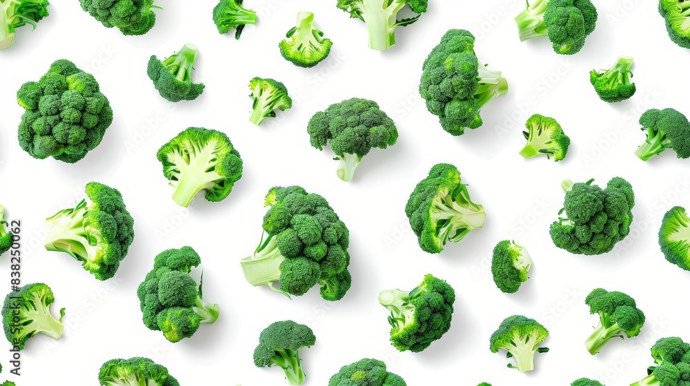assortment of fresh vibrant broccoli florets on white background digital illustration assortment of fresh vibrant broccoli florets on white background digital illustration