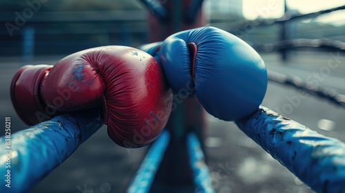 A pair of colorful boxing gloves, ideal for sports or fitness photography photo