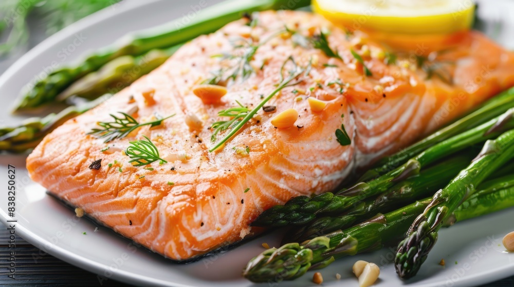 Salmon with asparagus. Salmon with asparagus.