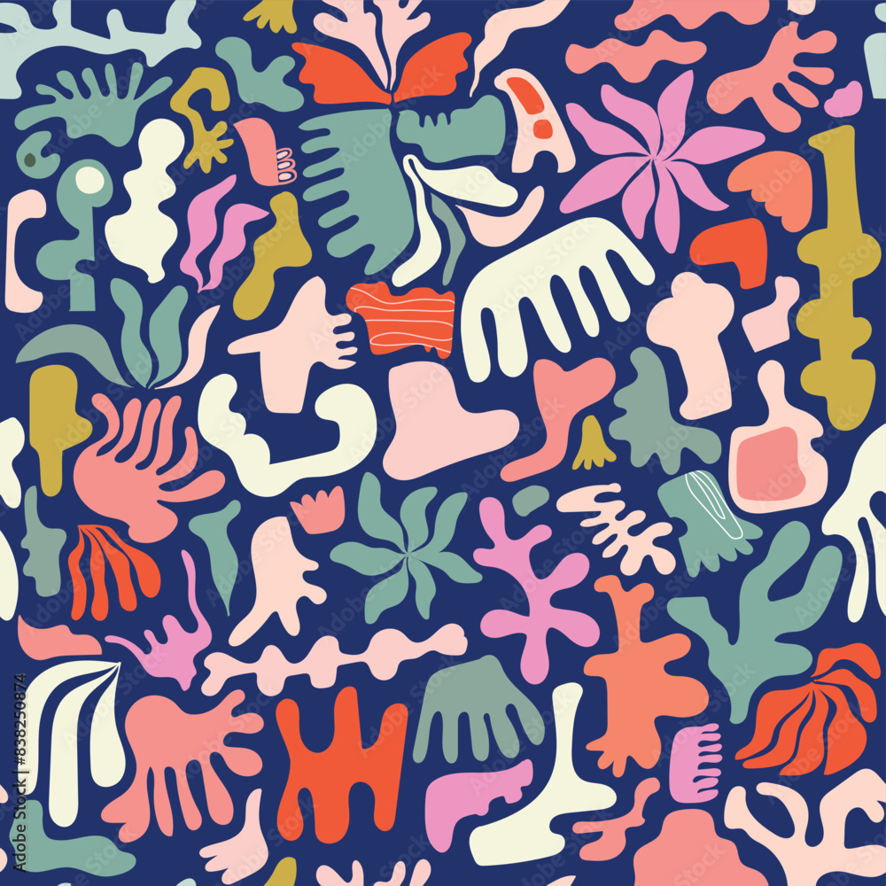 Obraz premium Abstract seamless pattern with decorative modern design, doodle shapes inspired by nature