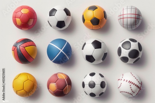 Different types of soccer balls photographed in various angles and lighting conditions