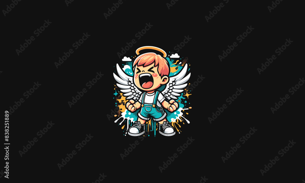 angel kids angry vector illustration mascot design angel kids angry vector illustration mascot design