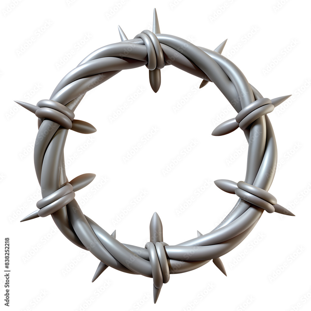 Barbed wire circle frame on highly detailed isolated on transparent ...