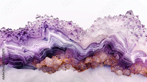 Cool amethyst wave abstract background, mysterious and captivating, isolated on white