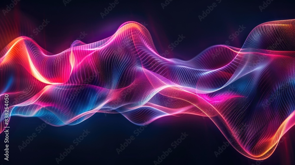 Mesmerizing graphic waves of light, forming dynamic patterns on a dark backdrop, vibrant and elegant Mesmerizing graphic waves of light, forming dynamic patterns on a dark backdrop, vibrant and elegant