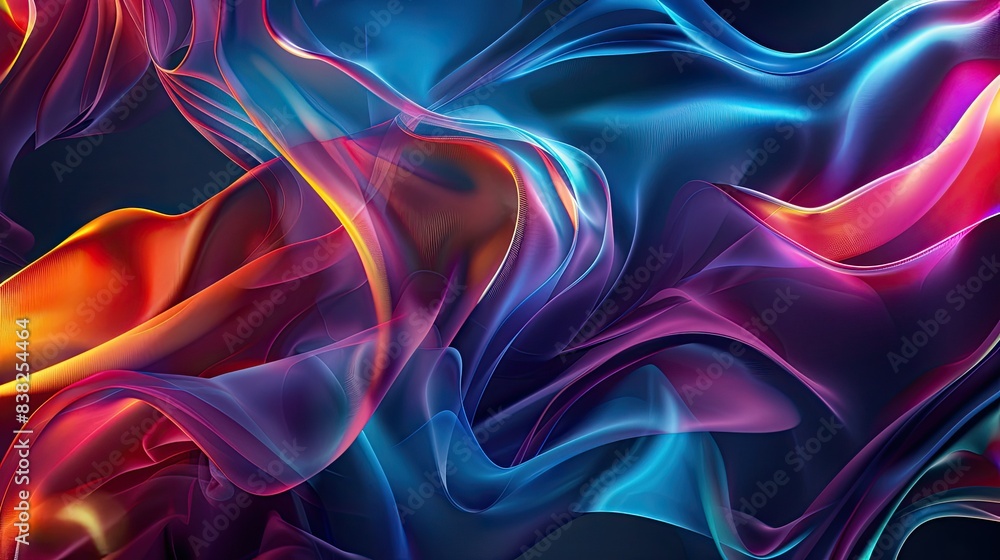Mesmerizing graphic waves of light, forming intricate patterns on a dark background, vibrant colors Mesmerizing graphic waves of light, forming intricate patterns on a dark background, vibrant colors