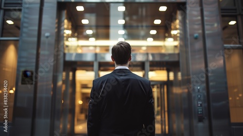 A Professional Financial Planner Poses Before the Entrance of Their Thriving Advisory Firm  © Media Srock