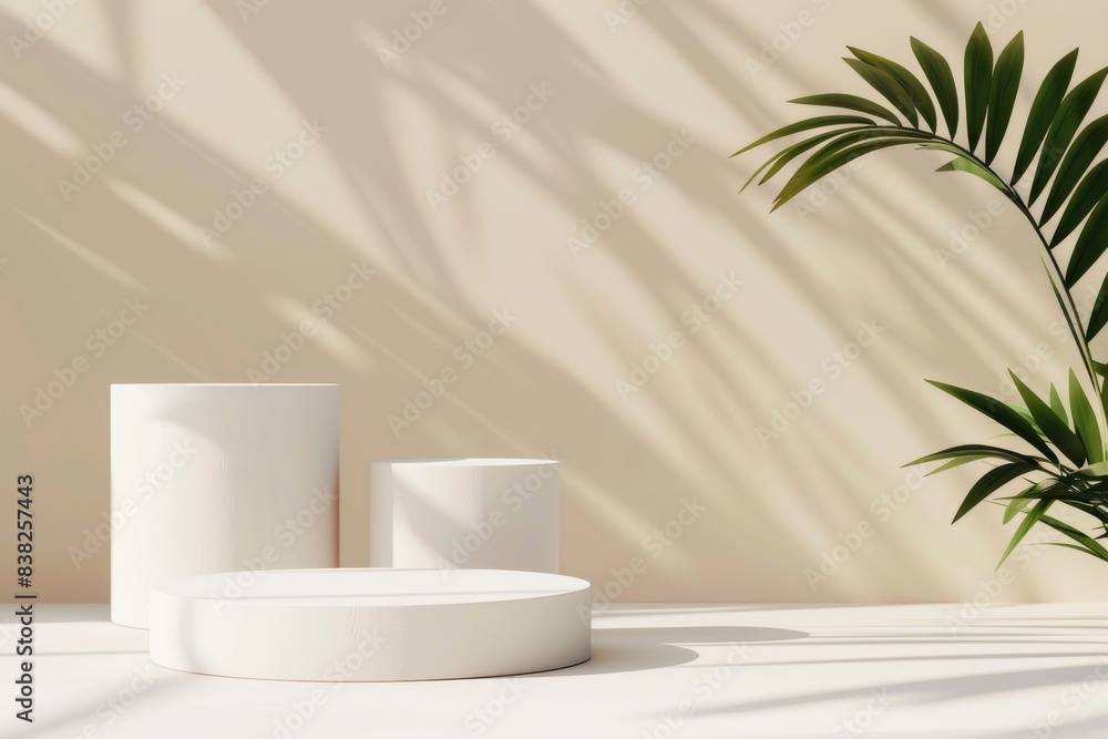 An abstract geometry-shaped podium scene with a white background for displaying products and displays in 3D An abstract geometry-shaped podium scene with a white background for displaying products and displays in 3D