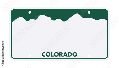 License plate of Colorado. Car number plate. Vector stock illustration