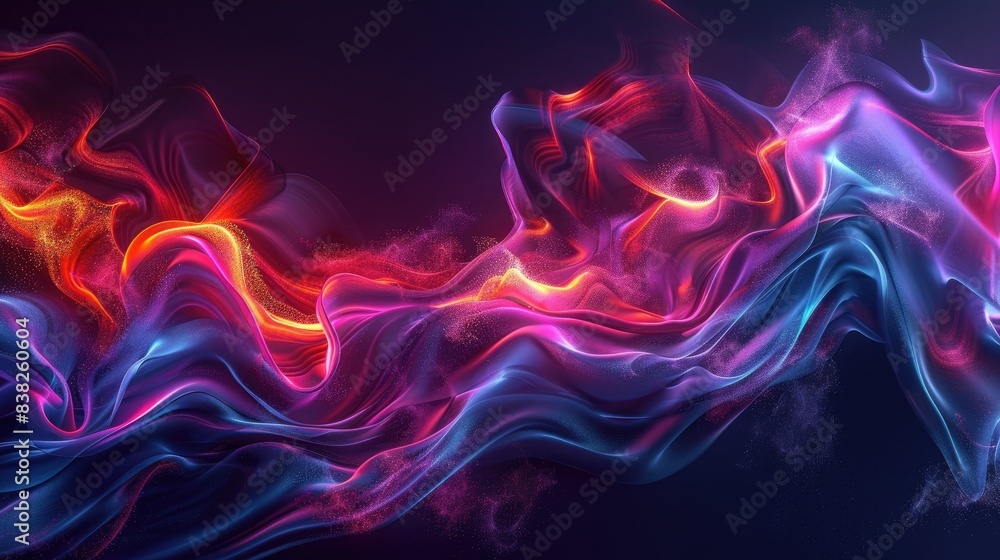 Obraz premium Stunning graphic waves of light, swirling and creating vibrant patterns on a dark background