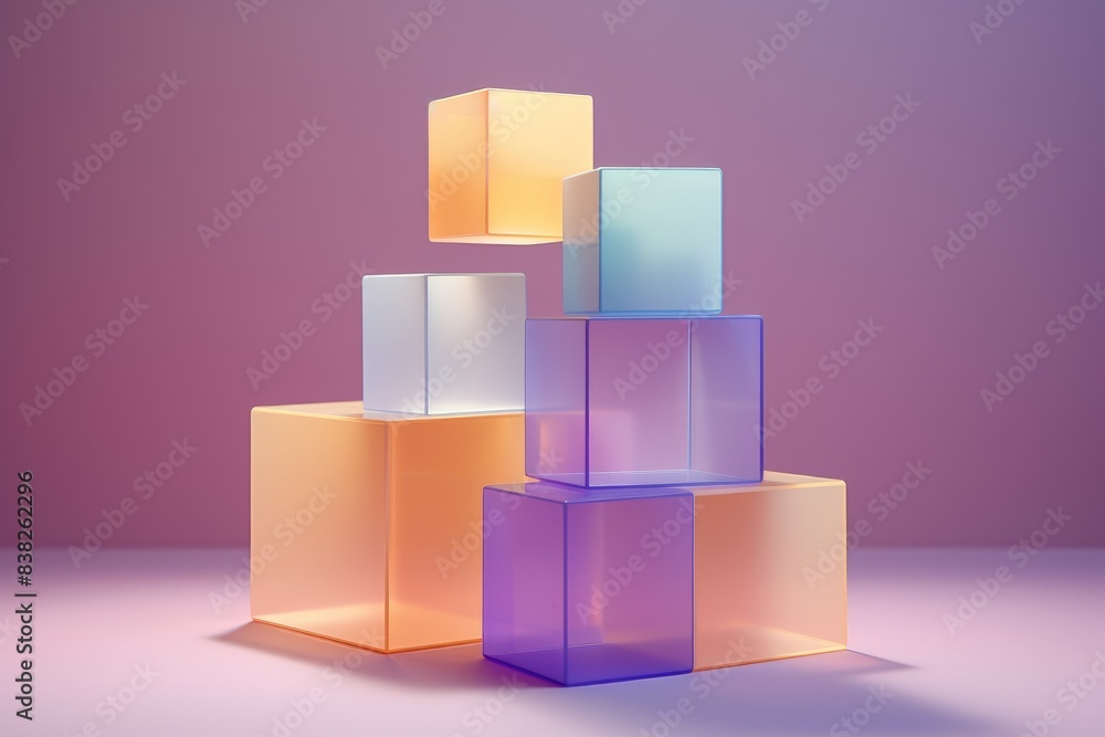 3d render of a stack of translucent cubes 3d render of a stack of translucent cubes