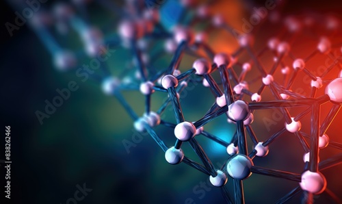 3D rendering of a molecular structure on a dark blue background © Shutter2U