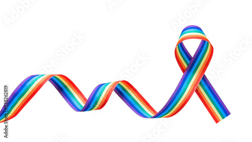 LGBT, LGBTQ, pride month with rainbow ribbon awareness png isolated on transparent background for International Day Against Homophobia, Transphobia and Biphobia photo