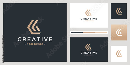 Initial logo design inspiration with business card template, 