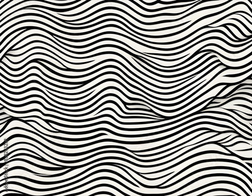 Thin line wavy abstract vector background. Curve wave seamless pattern. Line art striped graphic template.