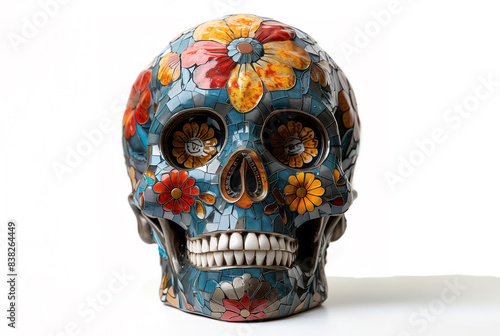 Wallpaper Mural A skull with flower print, catrina style, isolated on white bakcground. Concept of the day of the dead  Torontodigital.ca