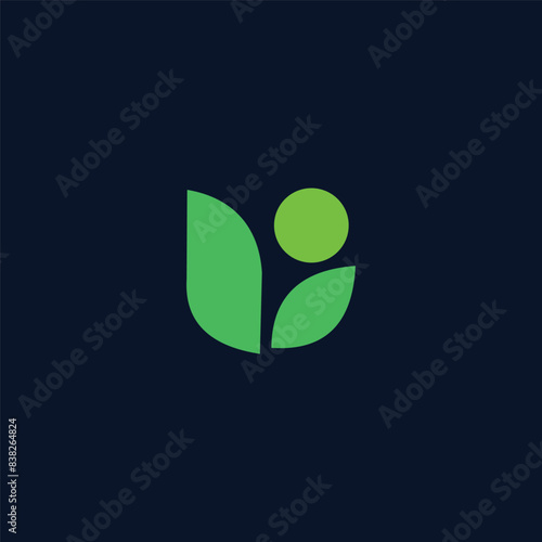 logo abstrack leaf. green color flower simbol