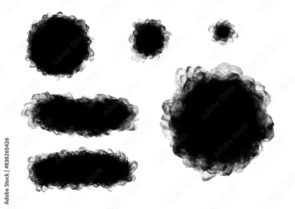 custom made wallpaper toronto digitalPNG. Conjunto de siluetas vibrantes negras con fondo transparente. Ilustración, manchas en forma de círculos y franjas con textura para diseño, web, banner y redes sociales. Colección blanco y negro.	