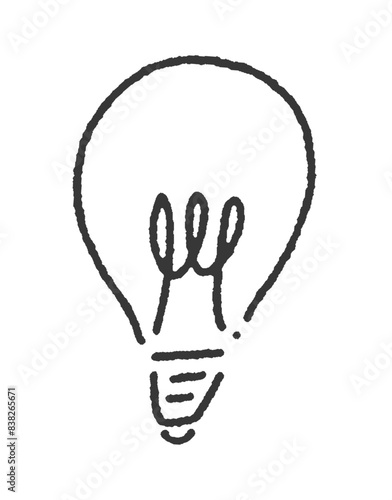 シンプルでおしゃれな点灯していない手描きの電球 -照明オフ･消灯･節電のイメージの素材