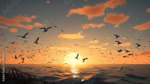 Wallpaper Mural birds flying sky sunrise dawn leadership teamwork.
 Torontodigital.ca