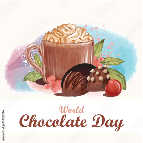 World Chocolate Mint Day Vector Illustration. Suitable for greeting card, poster and banner. ! A day dedicated to the delicious and refreshing combination of rich chocolate and cool, minty flavor