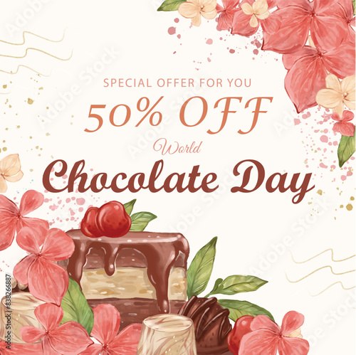 World Chocolate Mint Day Vector Illustration. Suitable for greeting card, poster and banner. ! A day dedicated to the delicious and refreshing combination of rich chocolate and cool, minty flavor