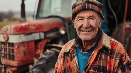 Smiling Farmer in Front of Tractor. © Vladyslav  Andrukhiv