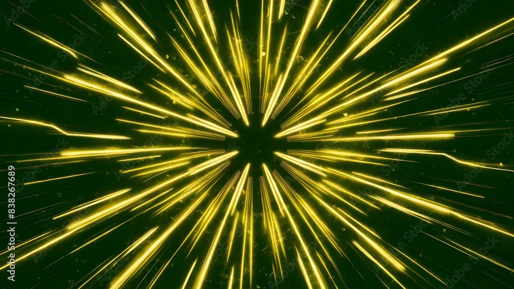 Abstract Light Explosion Golden Green Radiance on Deep Green Backdrop Abstract Light Explosion Golden Green Radiance on Deep Green Backdrop