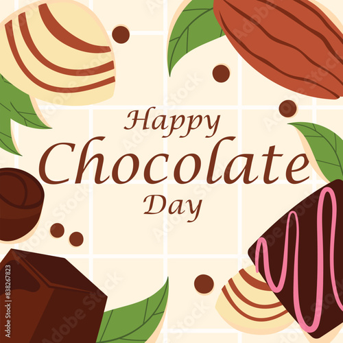 World Chocolate Mint Day Vector Illustration. Suitable for greeting card, poster and banner. ! A day dedicated to the delicious and refreshing combination of rich chocolate and cool, minty flavor