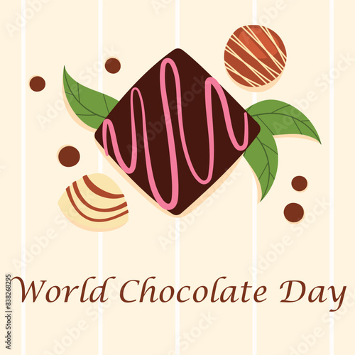 World Chocolate Mint Day Vector Illustration. Suitable for greeting card, poster and banner. ! A day dedicated to the delicious and refreshing combination of rich chocolate and cool, minty flavor