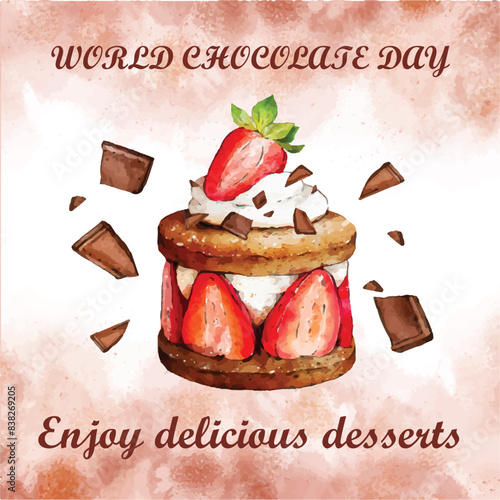 World Chocolate Mint Day Vector Illustration. Suitable for greeting card, poster and banner. ! A day dedicated to the delicious and refreshing combination of rich chocolate and cool, minty flavor