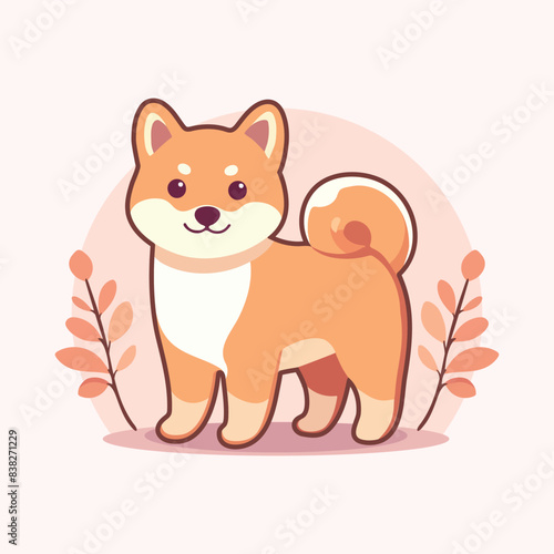 Happy cute shiba inu dog cartoon vector illustration