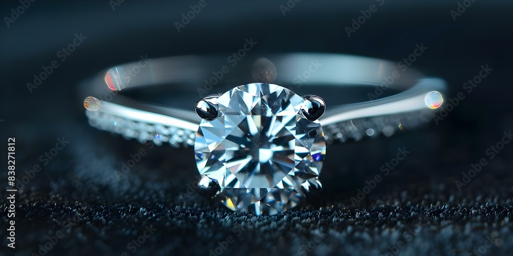 Closeup photo of sparkling diamond ring against dark velvet backdrop exudes luxury. Concept Luxury Jewelry Photography, Sparkling Diamonds, Dark Velvet Backdrop, Closeup Shots Closeup photo of sparkling diamond ring against dark velvet backdrop exudes luxury. Concept Luxury Jewelry Photography, Sparkling Diamonds, Dark Velvet Backdrop, Closeup Shots