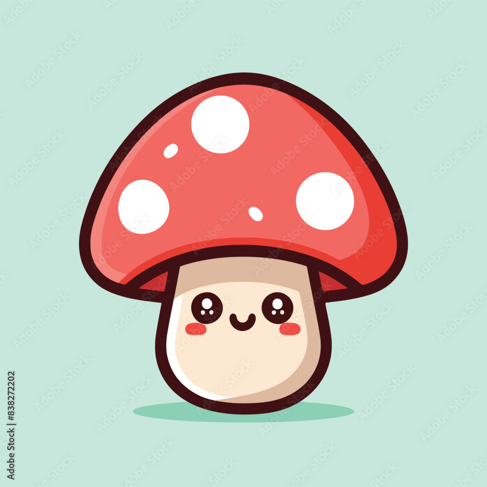 Kawaii mushroom logo icon flat style vector illustration Kawaii mushroom logo icon flat style vector illustration