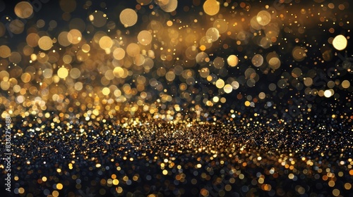shimmering gold confetti explosion on black background abstract festive glitter texture