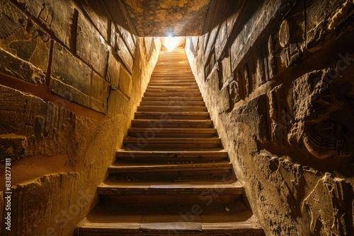 Obraz na płótnie Stairs corridor inside a pyramid of an Egyptian Pharaoh w salonie