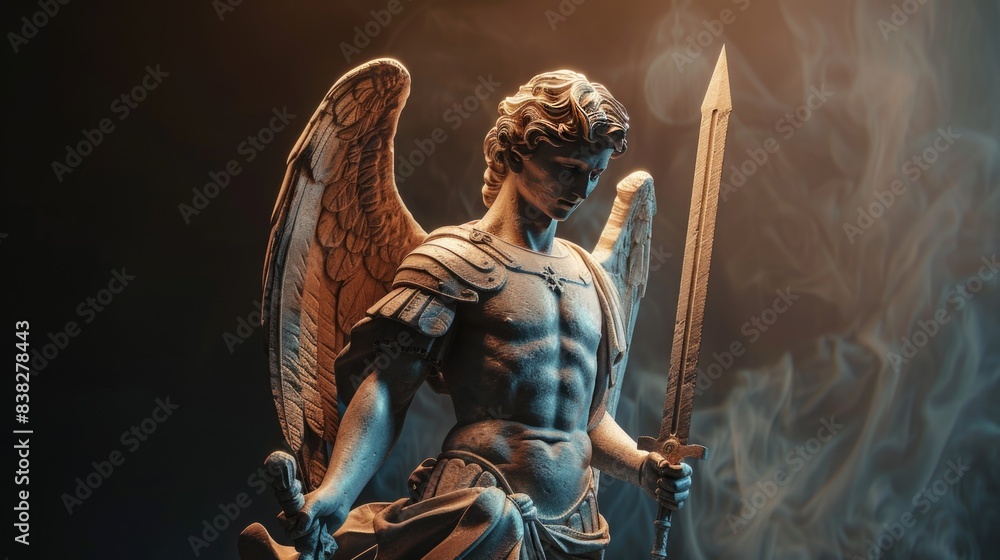 Statue of Archangel Michael with a sword Stock Illustration | Adobe Stock
