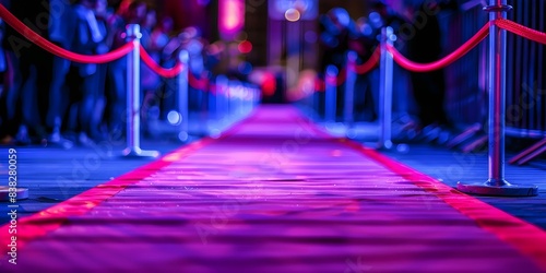 Red carpet event with barriers red ropes and paparazzi at world premiere. Concept Red Carpet Events  World Premiere  Paparazzi Photography  Event Barriers  Red Ropes