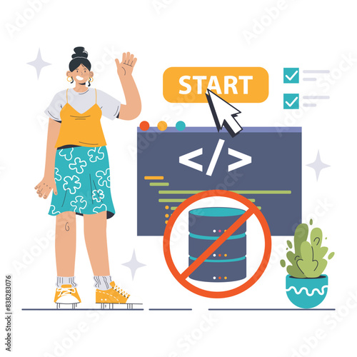 Serverless Computing concept. Flat vector illustration