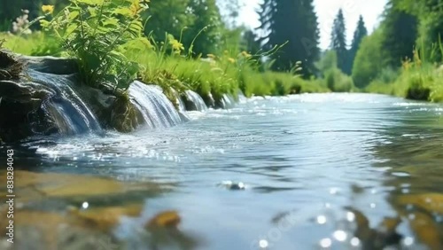 Biologin untersucht die Wasserqualität eines Flusses photo