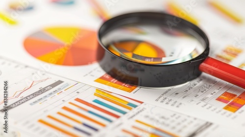 Magnifying Glass on Business Charts photo