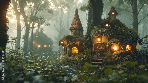 Gnome Village in Woods, tiny magical community, Minim photo