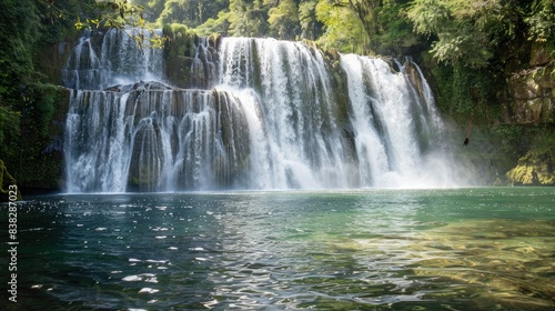Inside the Pulhapanzak waterfall on Lake Yojoa AI generated