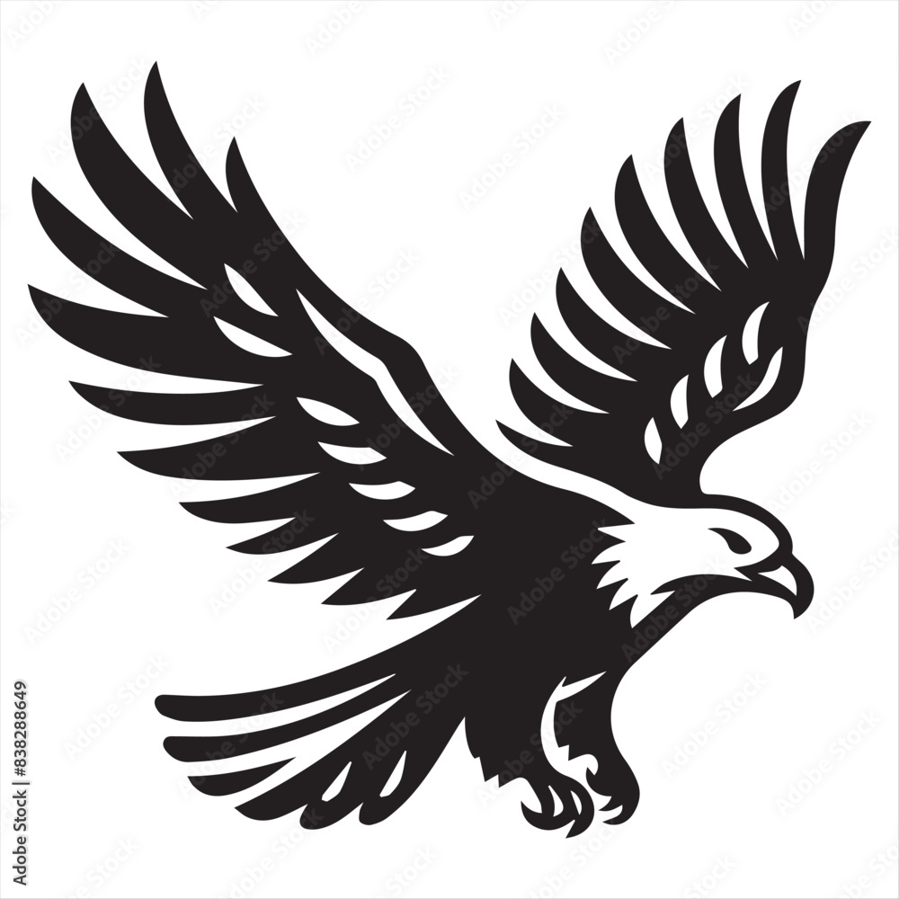 Obraz premium Eagle flying, vector, silhouette