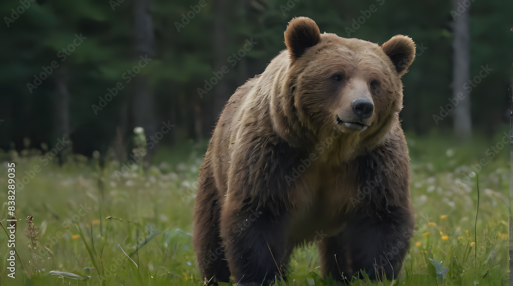 a brown bear that is walking through the grass a brown bear that is walking through the grass